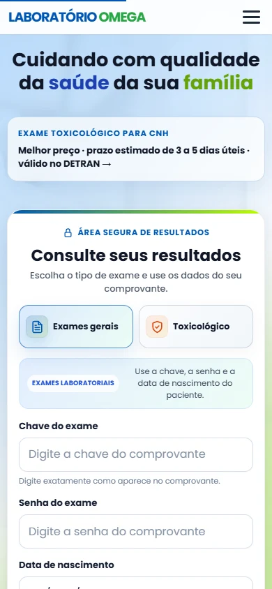 Versão móvel do site do Laboratório OMEGA